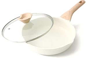 Kordisen Ceramic Nonstick Frying Pan with Lid, 24 cm Induction Ceramic Pan, Healthy and Non-Toxic, PFOA & PFAS Free