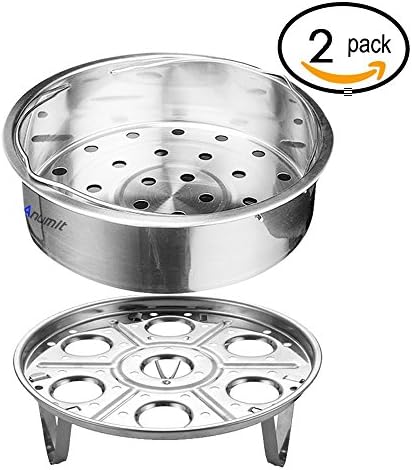 Anumit Instant Pot Accessories Steamer Basket, Egg Steamer Rack, Vegetable Steamer Basket Set, Stainless Steel, Fits 5,6,8 qt Pressure Cooker (2 pcs)