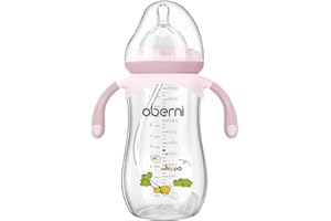 Oberni Anti-Colic Baby Bottles, 330ml / 11oz Weigthed Toddler Milk Feeding Bottles with Size “+” Variable Flow Teat for 12m+, Pink/Pack of 1