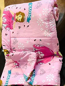 Amazin Homes Lightweight Reversible Single Bed Comforter for Kids Designer Cotton Ultra Soft Panel Printed Duvet AC Dohar Blanket - 60x100 inches (Girl)