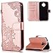 Produktbild Handyhülle für Moto G5S Plus Leder,Moto G5S Plus Hülle,FNBK Blumen Flip Wallet Stand Case Card Leder Tasche Karteneinschub Magnetverschluß Kratzfestes Rosegold Schutzhülle für Moto G5S Plus
