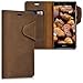 Price comparison product image kalibri Wallet Case for Huawei P10 Lite - Genuine Leather Book Style Protective Cover with Card Slot - Brown