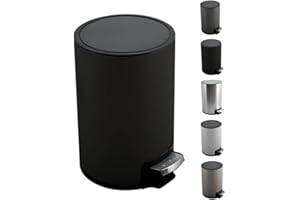 Spirella Kosmetikeimer 3 Liter Edelstahl mit Absenkautomatik und Inneneimer Riku Badezimmer Mülleimer Softclose Abfalleimer schwarz
