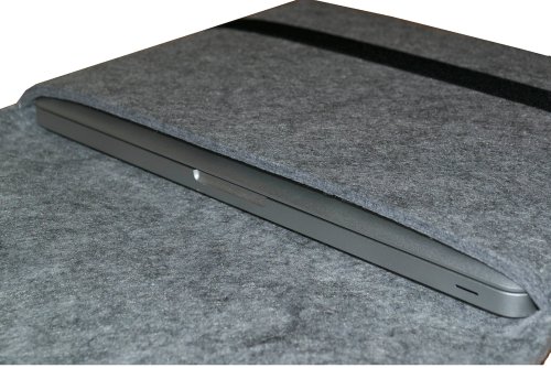 Edle universelle 15 4  Notebook H  lle  Deluxe  aus Filz - Innenma   36 x 2 x 25 cm - 5mm stark  Silber