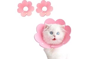 crazy bean 2pcs Collare Protettivo per Gatto Regolabile Collare Elisabettiano Cane Morbido Cono di Recupero per Animali Protettivo Forma Anti-Morso Simpatico Fiore Ferite,Rosa,M