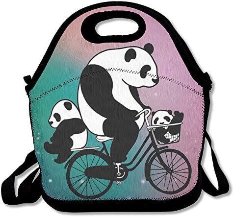 Panda With Bike Handy Portable Zipper Lunch Box Lunch Tote Lunch Tote Bags