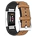 Produktbild Altsommer Armband für Fitbit Charge 2 Vintage Luxus Leder Sportarmband mit Atmungsaktiv Armband Uhrenarmband Edelstahlschließe Leder Ersatzband für Herren Damen, 135-235mm (Braun)
