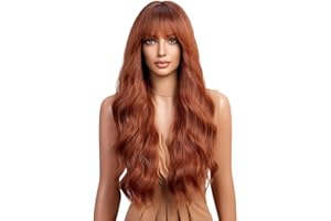 CGVG Orange Perücke mit Langen Lockigen Haaren - Synthetische Hitzebeständige Damen Wig für Cosplay, Fasching, Verabredung und Party