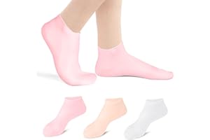 ACWOO Silikon Feuchtigkeitssocken, 3 Paar Silikonsocken Damen, Gel Socken Anti-Rutsch Aloe Socken, Spa-Gel-Socken Fußpflege Fußmaske Socks für Zuhause Schönheitssalon