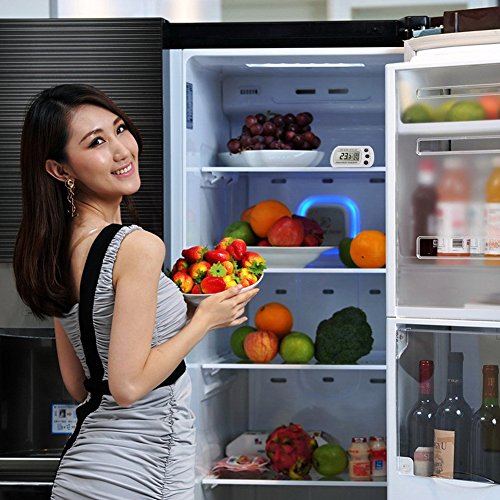 Digital Kühlschrank Thermometer,Glamouric Gefrierschrankthermometer Kühlschrank LCD Digital thermometer für Tiefkühltruhe Gefrierschrank Kühl Temperatur Monitor Wasserdicht mit Haken Weiß - 7