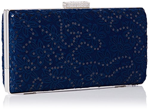 Quiz Womens Lace Sequin box Clutch Blue (Navy)