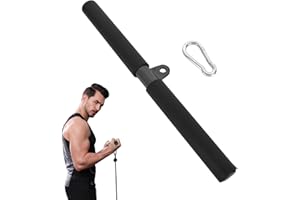 NAAPESI Barre Triceps Biceps Rotative Barre Droite,Barre Tirage Musculation,Barre Musculation pour Triceps, Poignées pour Exercices à la Maison ou à la Salle de Sport,avec Poignées Souples et Mousqueton
