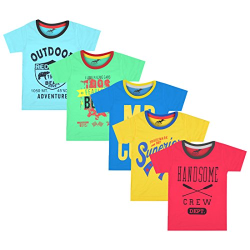 Antshrike Boys Printed Round Neck Cotton Half Sleeve Tshirt Pack of 5 - Amazon