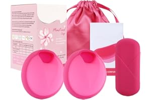 FENGQ 2 Stück Menstrual Disc, Wiederverwendbare Menstruationsscheibe, Auslaufsicher Menstruationstassen aus Silikon, für Aktive Frauen Sport, Schwimmen und Intimität（Rosa, S+L）