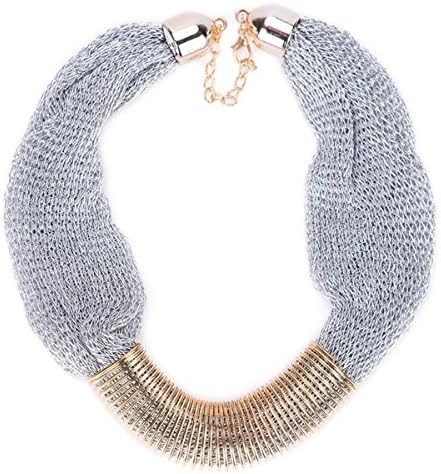 Silver mesh &amp; gold coil ladies fashion necklace