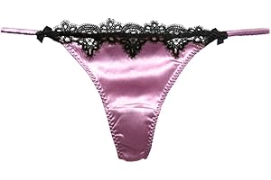 SilRiver Damen Seidensatin Sexy Spitzen Unterwäsche Tanga Höschen G-String & T-Back