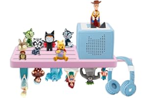 CYEEHXIN Floating Shelf for Toniebox, Headphones, Charging Station and 60-80 Tonie Figures Characters - Organizer Comaptible with Toniebox Starter Set, Music Soundbox Holder for Children's Room Storage, Pink