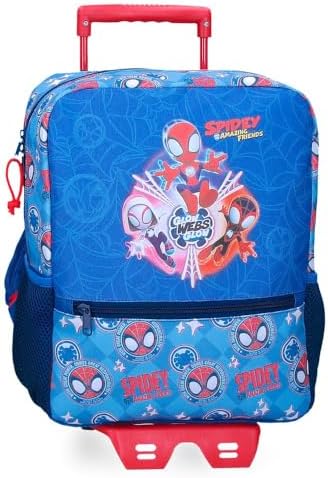 Disney Marvel Spidey Power of 3, zaino per bambini, zaino per scuola, spalline larghe, ergonomiche e imbottite, varie tasche. Joumma Bags., blu, 25x32x12cm, Zaino 33 + carrello