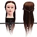 LuckyFine 22 inch 100% Real Long Brown Human Hair Hairdressing Practice Training Head Mannequin + Adjustable Holder