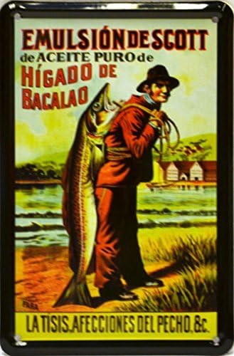 Magnet tin poster sign, with retro vintage design from Catalunya/Spain. Tin sign. 4,33" X 2,76" (HIGADO DE BACALAO)