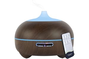 Hantoc Humidificador Aromaterapia Ultrasónico 550ml, Difusores de Aceite Perfumado Lámpara LED Colorida con Función Control Remoto para Yoga Salon SPA Vivir,Dormir, Bañarse