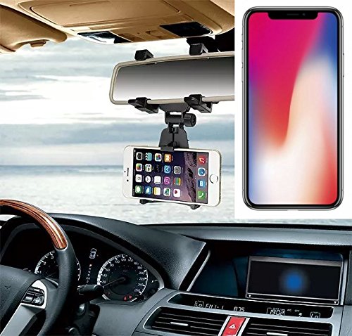 Per Apple iPhone X Supporto Smartphone specchietto retrovisore titolare monte auto Universal Porta Telefono Staffa Culla Cruscotto montaggio Holder per Apple iPhone X, nero - K-S-Trade(R)