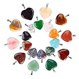 JuanYa Lot de 20 pcs de Pendentif Gemme Naturel Ensembles en Forme de Coeur avec Platine Tone en Laiton Couleur Mélangée