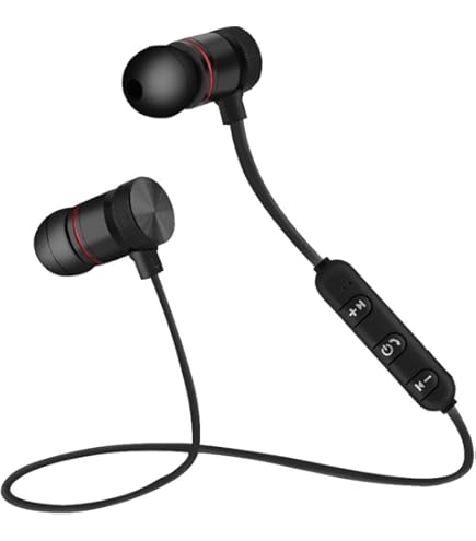 Akozon Portable Bluetooth Headphones Magnetic Wireless Sports Earphones Earbuds Wire Magnets For Android Black Built-in Sport With Soft Rubber