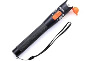 FIBAsource 10KM Fiber Optic Visual Fault Locator VFL Tester – 10mW Red Laser, 650nm, Cable Break Detector for FC/SC/ST/LC, Battery Powered, Includes Pouch & Spare Ceramic Core