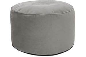 rucomfy Beanbags Luxury Round Velvet Pouffe Bean Bag. Large Footstool Ottoman. Home Furniture Decor or Bed Room Foot Rest. Lightweight & Durable W55cm x H38cm (Pebble Grey)