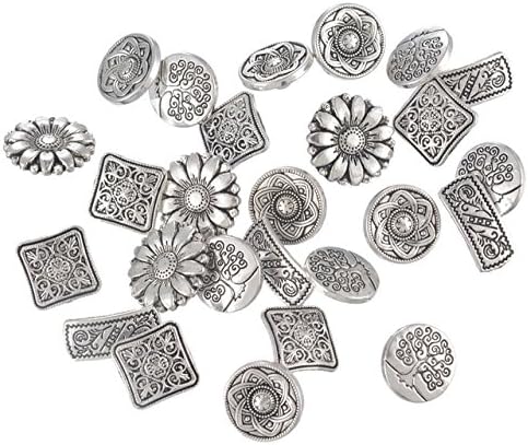 10 Pcs Mixed Antique Silver Tone Metal Buttons Multiple Shaped Sewing Scrap(113)