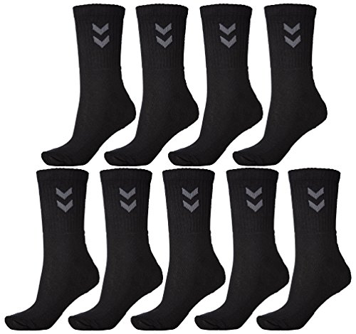 Hummel 9 Pares de Calcetines Unisex Calcetines Deportivos, Negro