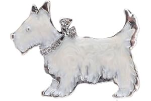 CROWNOFRIBBONS Westie Gifts for Women, Scottie Dog Brooch, West Highland White Terrier