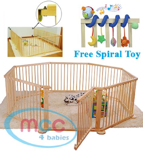 Large Heavy Duty Wooden Baby Playpen 8 panels with Free Educational gift