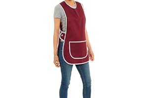 ER Direct Womens Home Work School Kitchen Catering Cleaning Bar Plus Size Plain Printed Coloured Front Large Pocket Side Button Fastening Tabard Apron