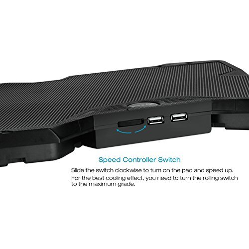 Laptop Kühler, Jelly Comb 4 x 130mm Notebook Cooler Ständer Cooling Pad mit USB Port und 4 LED Lüftern Kühlpad Kühlmatte für Macbook Laptop Notebook 10 Zoll zu 17 Zoll - 3