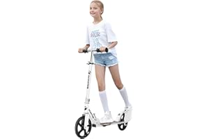 TEAMOOVE Scooter for Kids Ages 8-12,Adjustable Foldable with Carry Strap and Rear Brake|200mm Big Wheels City Scooter for Kids Ages 6+