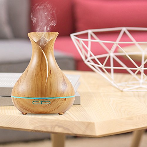 NexGadget Design Aroma Ultraschall Luftbefeuchter Raumbefeuchter Holzmaserung Style LED-Farbwechsler Diffuser 400ml Humidifier Duftzerstäuber Essential Oil Diffuser Purifier für Schlafzimmer Büro Kinderzimmer SPA Massage - 8