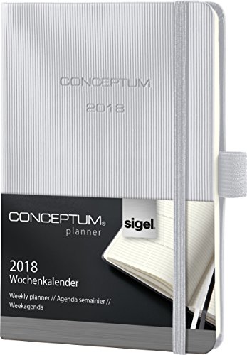 Preisvergleich Produktbild Sigel C1861 Wochenkalender 2018, ca. A6, Hardcover, hellgrau, CONCEPTUM - viele Modelle