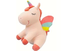 SNOWOLF Peluche de Unicornio con diseño de Unicornio y Peluche con alas de Arco Iris, Juguete Kawaii para niños y niñas (25CM, Pink)