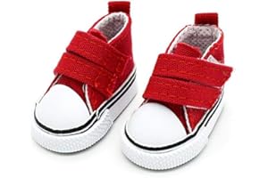 Aeromdale Doll Canvas Shoes Solid Color 5cm Doll Shoes with Adhesive Tape for 20cm Doll Girls Toy Gift - Red - 1 Pair