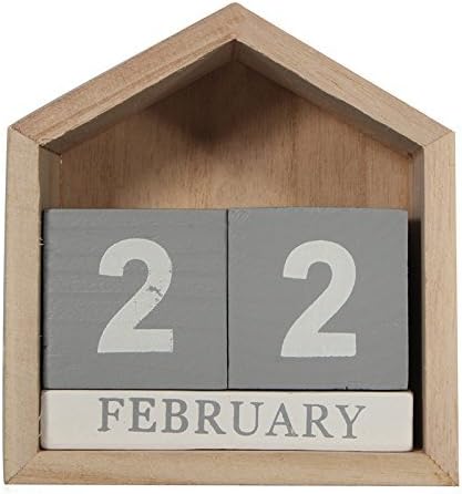 Vintage Design House Shape Perpetual Calendar Wood Desk Wooden Block Home Office Supplies Decoration Artcraft