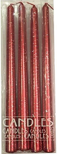 Father ChristmasSet of 4 x 25cm Red Taper Candles-Christmas Decoration
