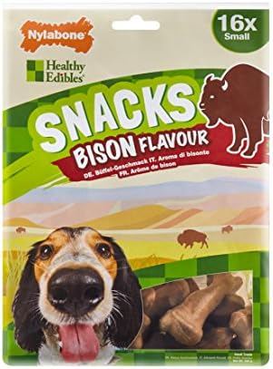 Nylabone Healthy Edibles Dog Snacks Treats, Bison Flavour, 16-Pieces, Small, for dogs up to 7 kg