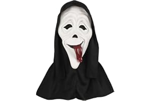LOOPES Ghostface Maske Halloween Horrorfilm Geist Scream Gruselmaske Cosplay Geister Latex Adult Ghost Face Mask Kostümzubehör für Fasching Karneval Party, (LH202307051)