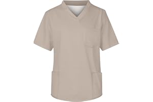 ROSENNIE Kasacks Herren Pflege V-Ausschnitt Musterdruck Pflege Große Größen Kurzarm Schlupfkasack Mit Taschen Loose Fit Arbeitshemd Kompressionsshirt Relaxed Fit Freizeithemden Sommerhemd Leichte Freizeitshirt