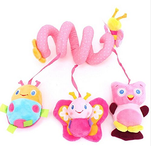 EJY Pink Baby Cot Musical Toys Baby Bed Mobile Soft Animal Hanging Toys