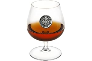 ENGLISH PEWTER COMPANY SHEFFIELD, ENGLAND English Pewter Company Verres de cognac cognac cognac de 14,5 oz avec initiale de monogramme - Cadeau personnalisé avec votre choix de initiale (T) [MON220]