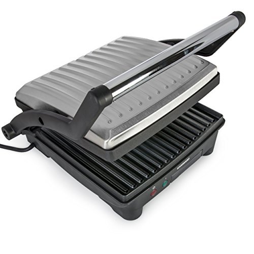 Melissa 3in1 Sandwich Maker 1500W aus Edelstahl Panini Grill antihaftbeschichtet Kontaktgrill inklusive Oramics Frühstücksbrett 22x14x0,8cm - 3