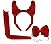 Produktbild (Devil Set) Hellrot, plüsch Teufel Kostüm mit Hörnern, Schwanz und Fliege
